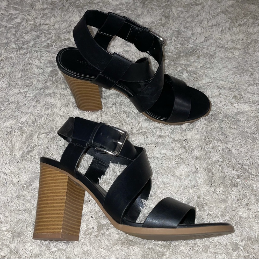 Christian Siriano Black Strappy Heeled Sandals